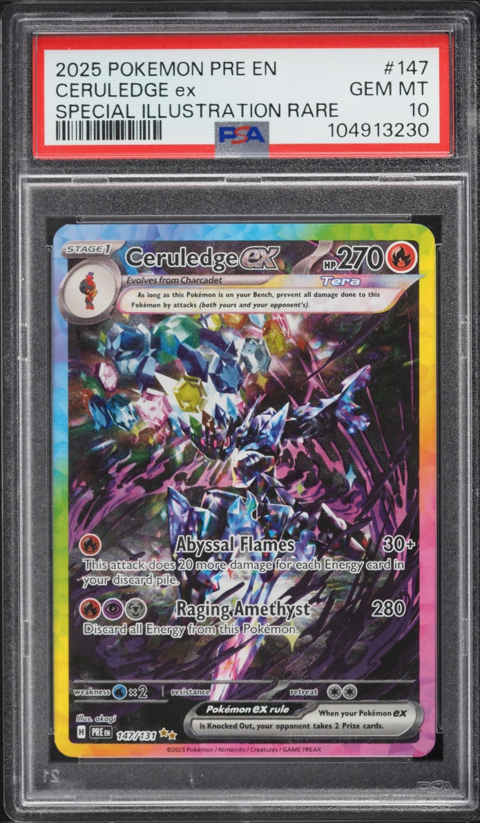 2025 Pokemon Scarlet & Violet Prismatic Evolutions SIR Ceruledge ex #147 PSA 10 GEM MINT