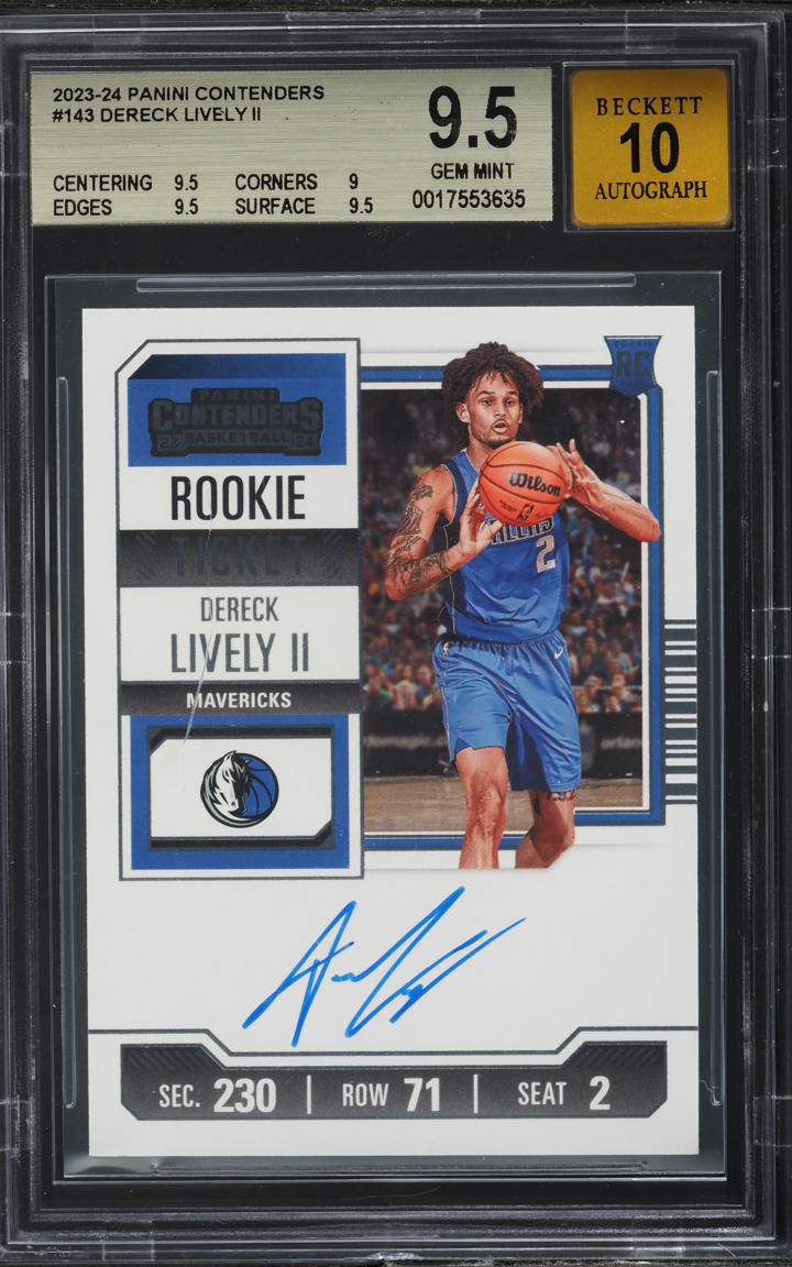 2023 Panini Contenders Dereck Lively II ROOKIE AUTO #143 BGS 9.5 GEM MINT