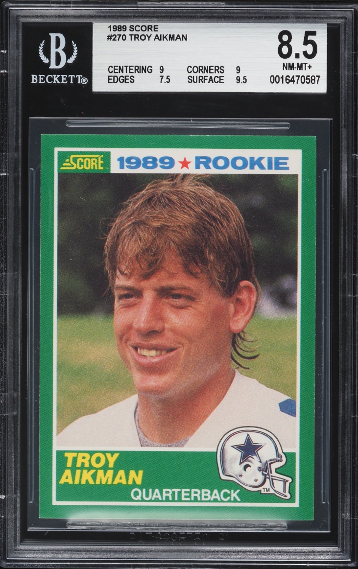 1989 Score Football Troy Aikman ROOKIE #270 BGS 8.5 NM-MT+