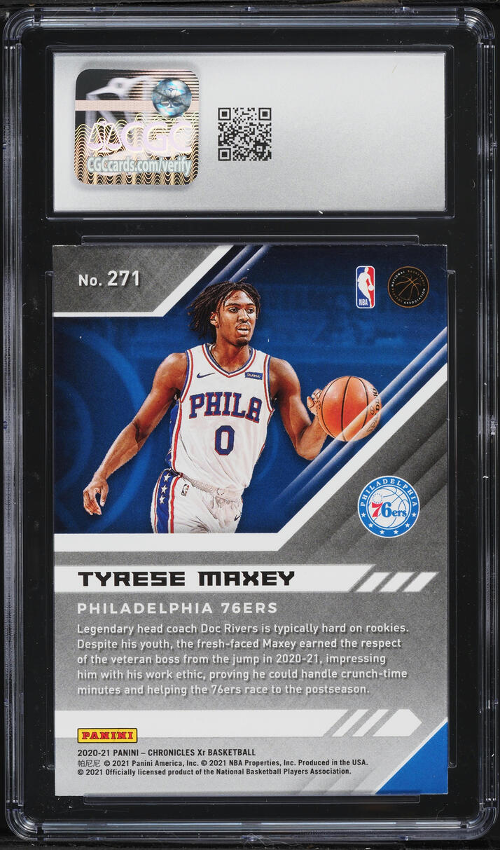 2020 Panini Chronicles XR Teal Tyrese Maxey ROOKIE #271 CGC 8.5 NM-MT+