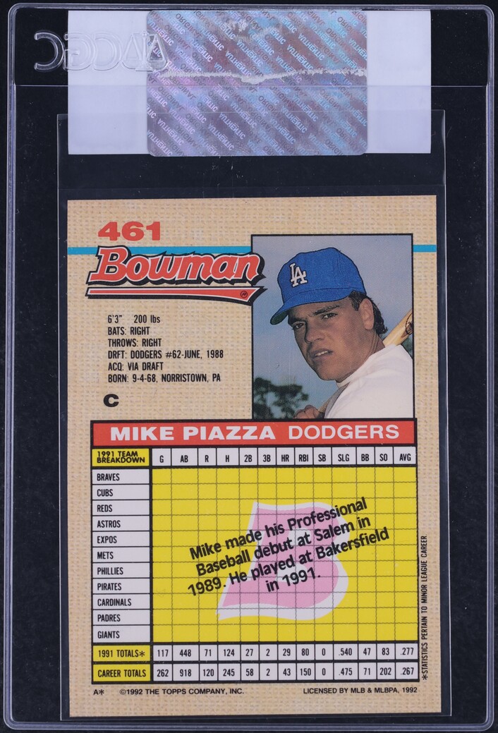 1992 Bowman Mike Piazza ROOKIE #461 CGC AUTH
