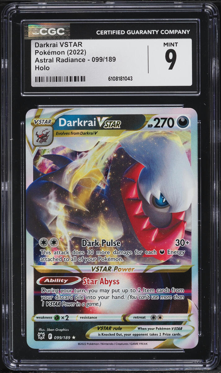 2022 Pokemon Sword & Shield Astral Radiance Holo Darkrai VSTAR #99 CGC 9 MINT