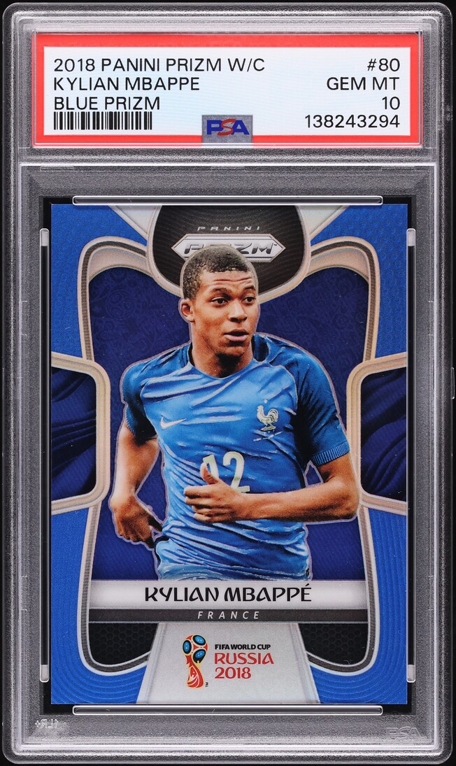 2018 Panini Prizm World Cup Blue Kylian Mbappe ROOKIE /199 #80 PSA 10 GEM MINT - Photo 1