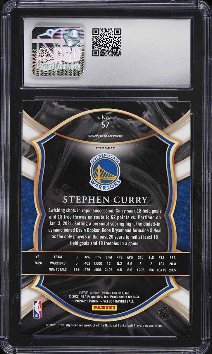 2020 Select Concourse Red White Orange Shimmer Prizm Stephen Curry #57 CSG 9.5 MINT+