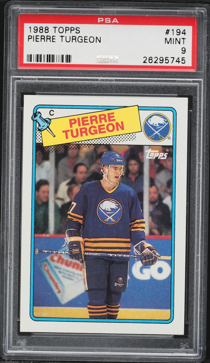 1988 Topps Hockey Pierre Turgeon ROOKIE #194 PSA 9 MINT