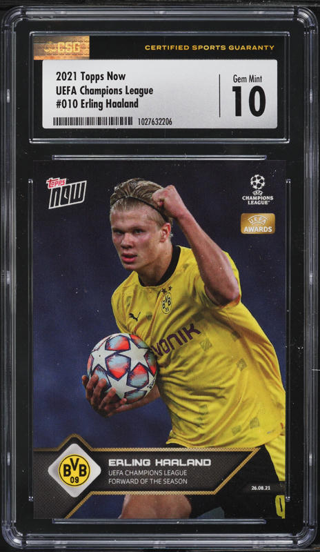 2022 Topps Now UEFA Champions League Erling Haaland #90 PSA