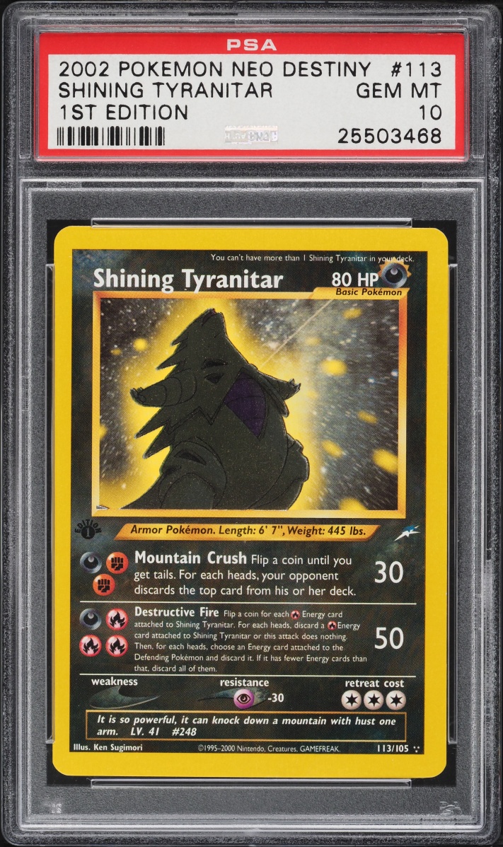 2002 Pokemon Neo Destiny 1st Edition Shining Tyranitar #113 PSA 10 GEM MINT