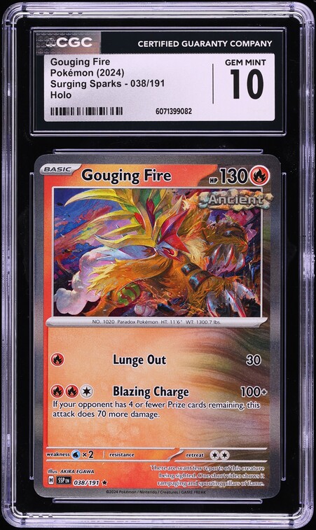 2024 Pokemon SV Surging Sparks Holo Gouging Fire #38 CGC 10 GEM MINT