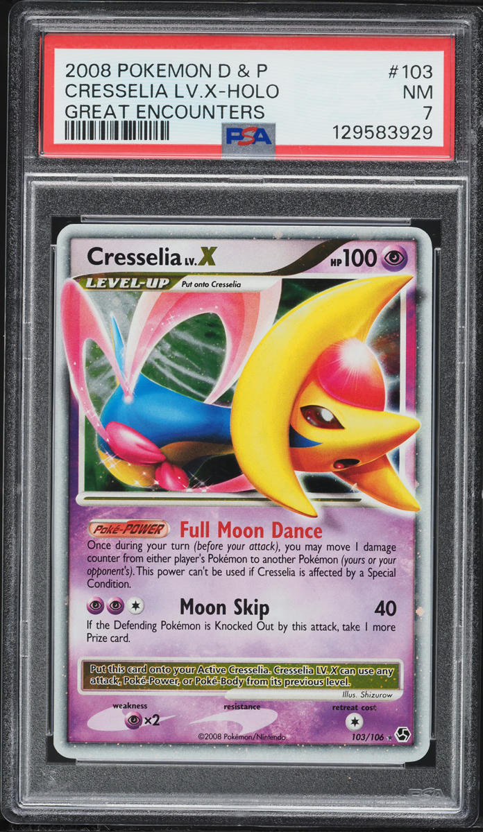 2008 Pokemon Diamond & Pearl Great Encounters Holo Cresselia Lv.X #103 PSA 7 NRMT