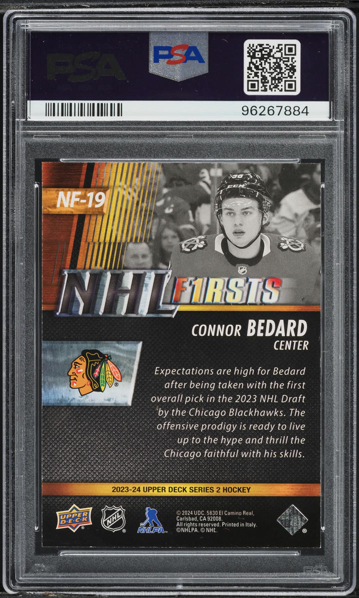 2023 Upper Deck NHL Firsts Connor Bedard ROOKIE #NF-19 PSA 9 MINT