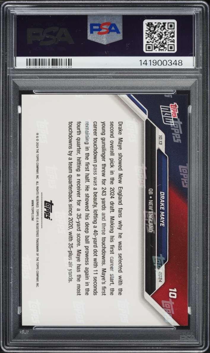 2024 Topps Now Drake Maye ROOKIE #10 PSA 10 GEM MINT