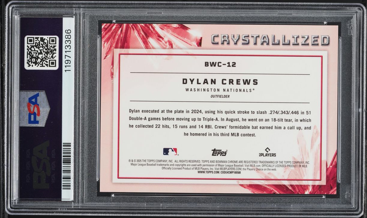 2025 Bowman Crystallized Orange Dylan Crews ROOKIE /25 #BWC-12 PSA 10 GEM MINT
