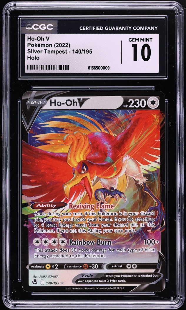 2022 Pokemon Sword & Shield Silver Tempest Holo Ho-Oh V #140 CGC 10 GEM MINT