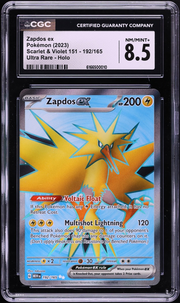 2023 Pokemon Scarlet & Violet 151 Full Art Zapdos ex #192 CGC 8.5 NM-MT+