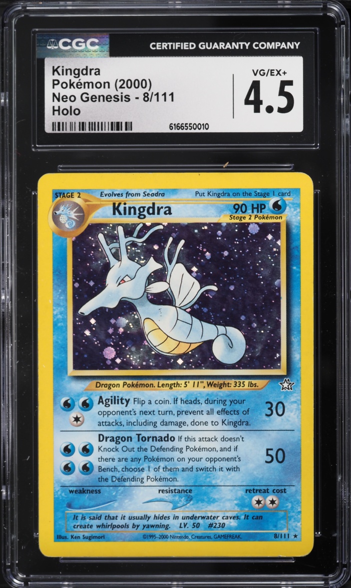 2000 Pokemon Neo Genesis Holo Kingdra #8 CGC 4.5 VGEX+