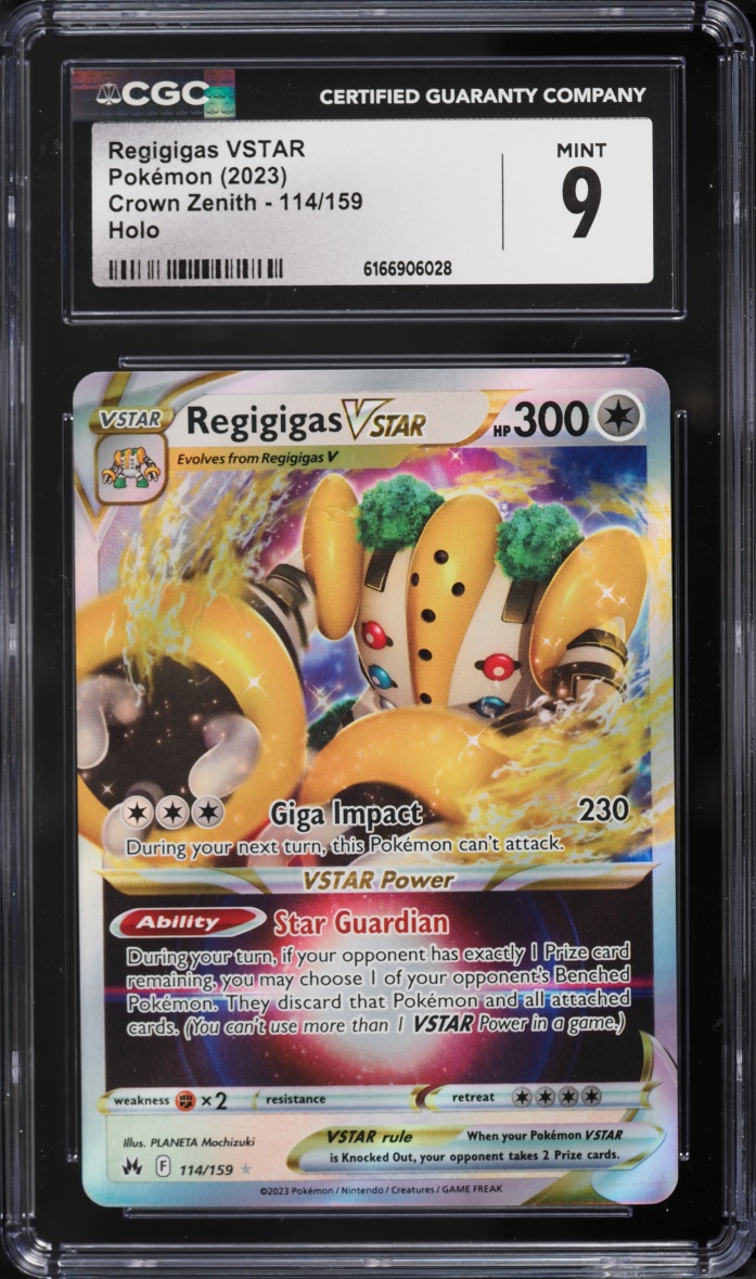 2023 Pokemon Sword & Shield Crown Zenith Holo Regigigas VSTAR #114 CGC 9 MINT