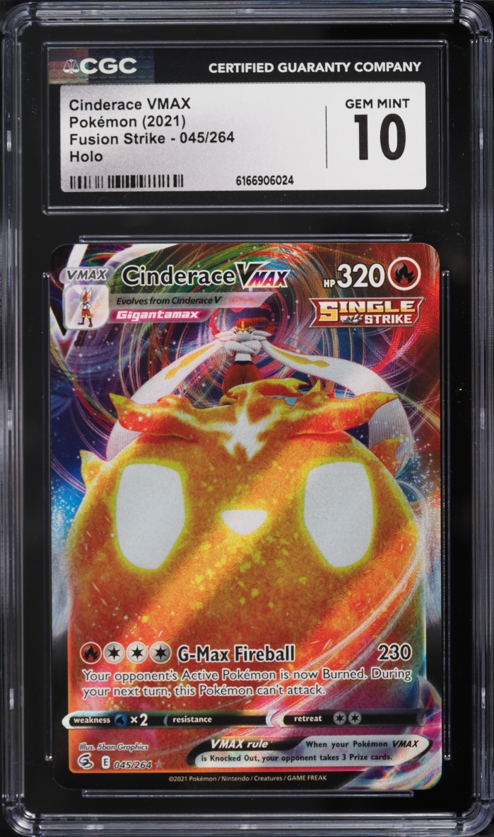 2021 Pokemon Sword & Shield Fusion Strike Alt Art Cinderace VMAX #45 CGC 10 GEM MINT