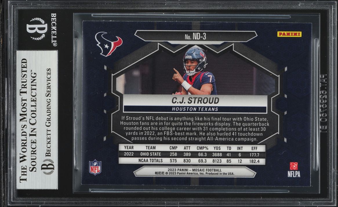 2023 Panini Mosaic C.J. Stroud ROOKIE #ND-3 BGS 8.5 NM-MT+