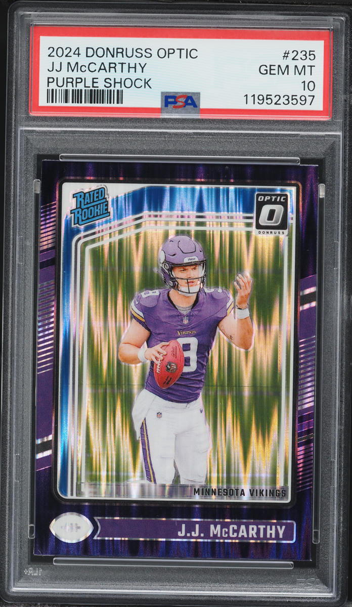 2024 Donruss Optic Purple Shock JJ McCarthy ROOKIE #235 PSA 10 GEM MINT