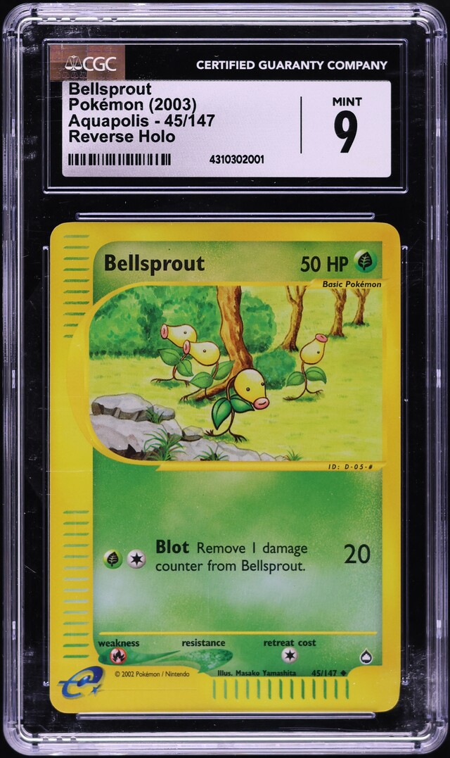 2003 Pokemon Aquapolis Reverse Holo Bellsprout #45 CGC 9 MINT