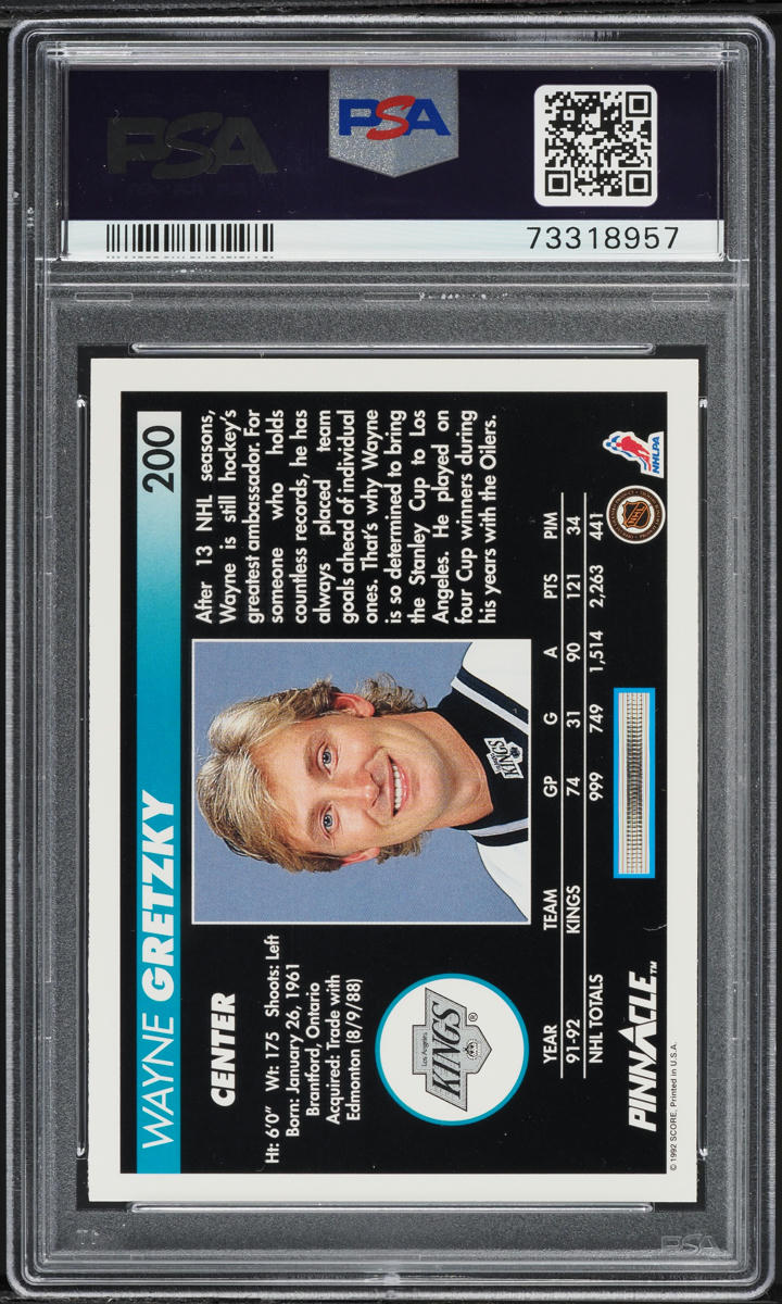 1992 Pinnacle Hockey Wayne Gretzky #200 PSA 9 MINT