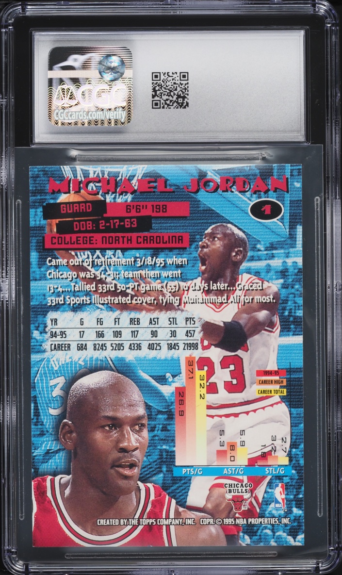 1995 Stadium Club Basketball Michael Jordan #1 CGC 9 MINT