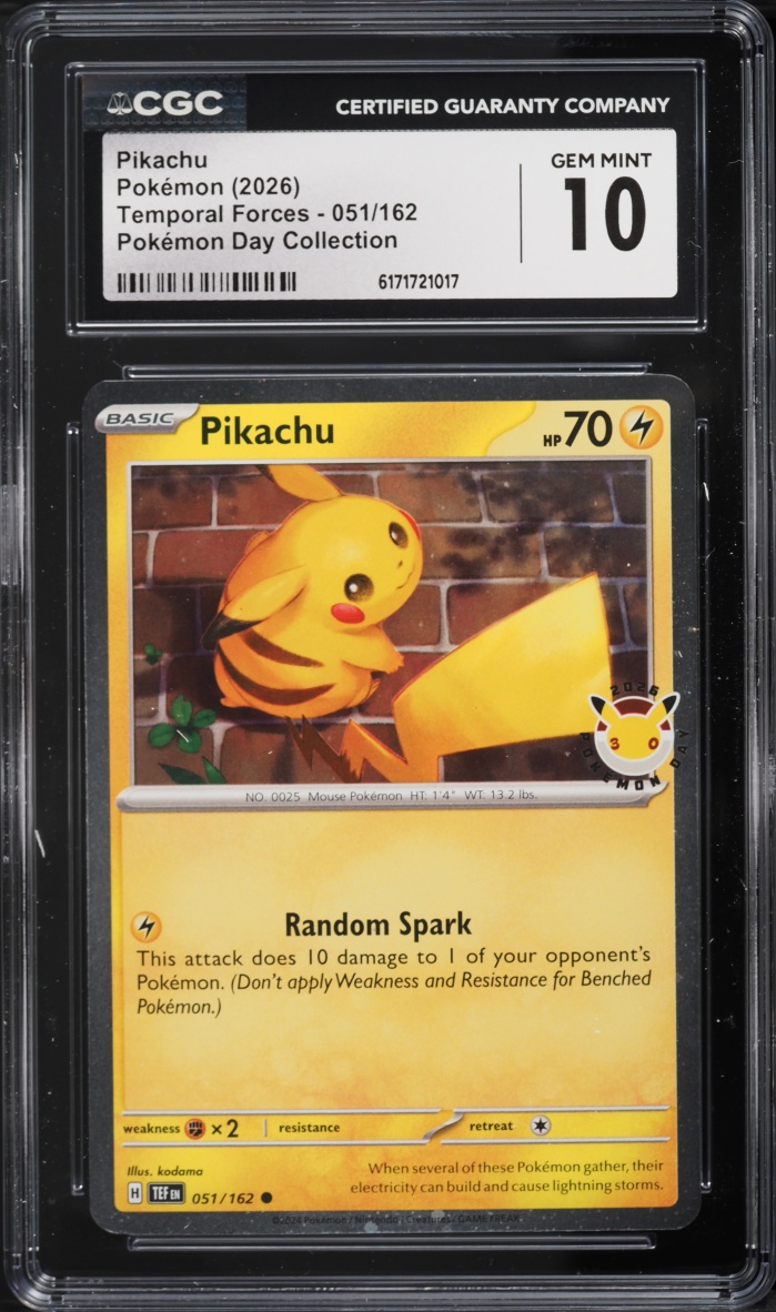 2026 Pokemon Day Collection Temporal Forces Pikachu #51 CGC 10 GEM MINT
