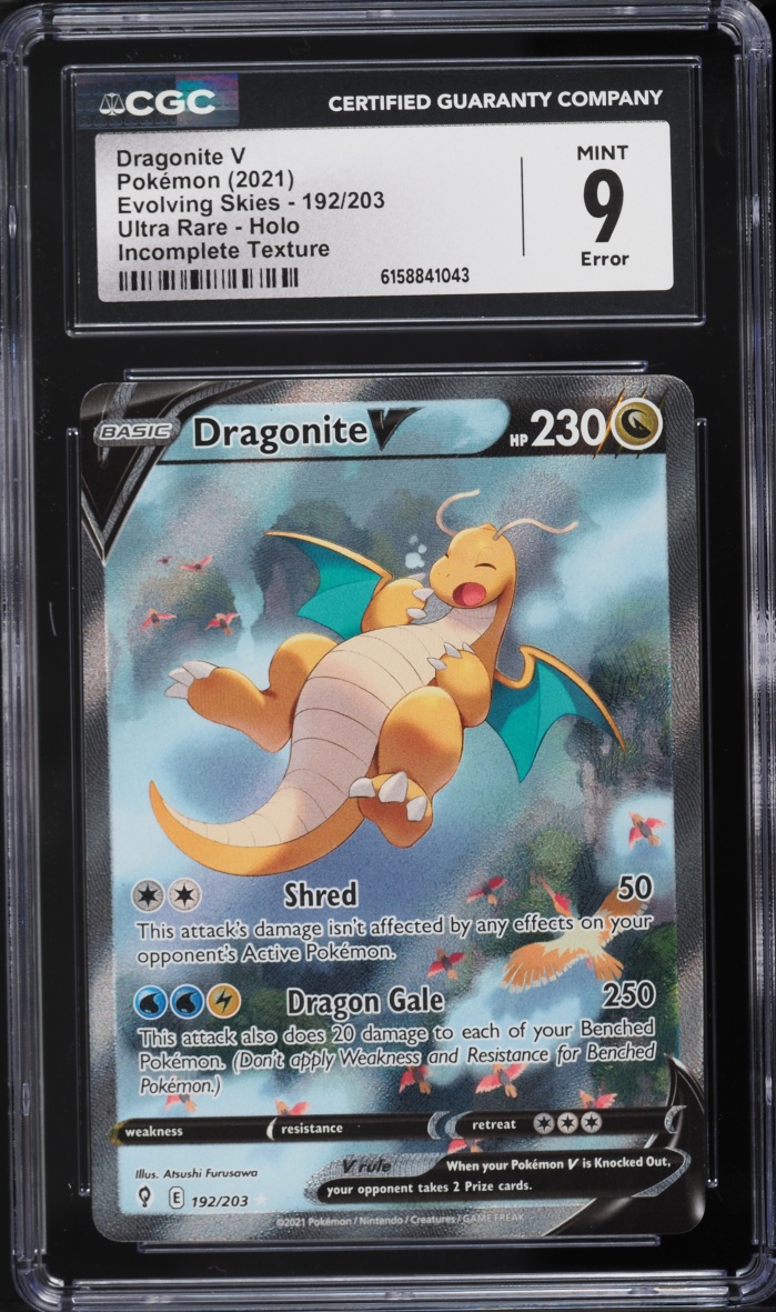 2021 Pokemon Sword & Shield Evolving Skies Full Art Dragonite V #192 CGC 9 MINT