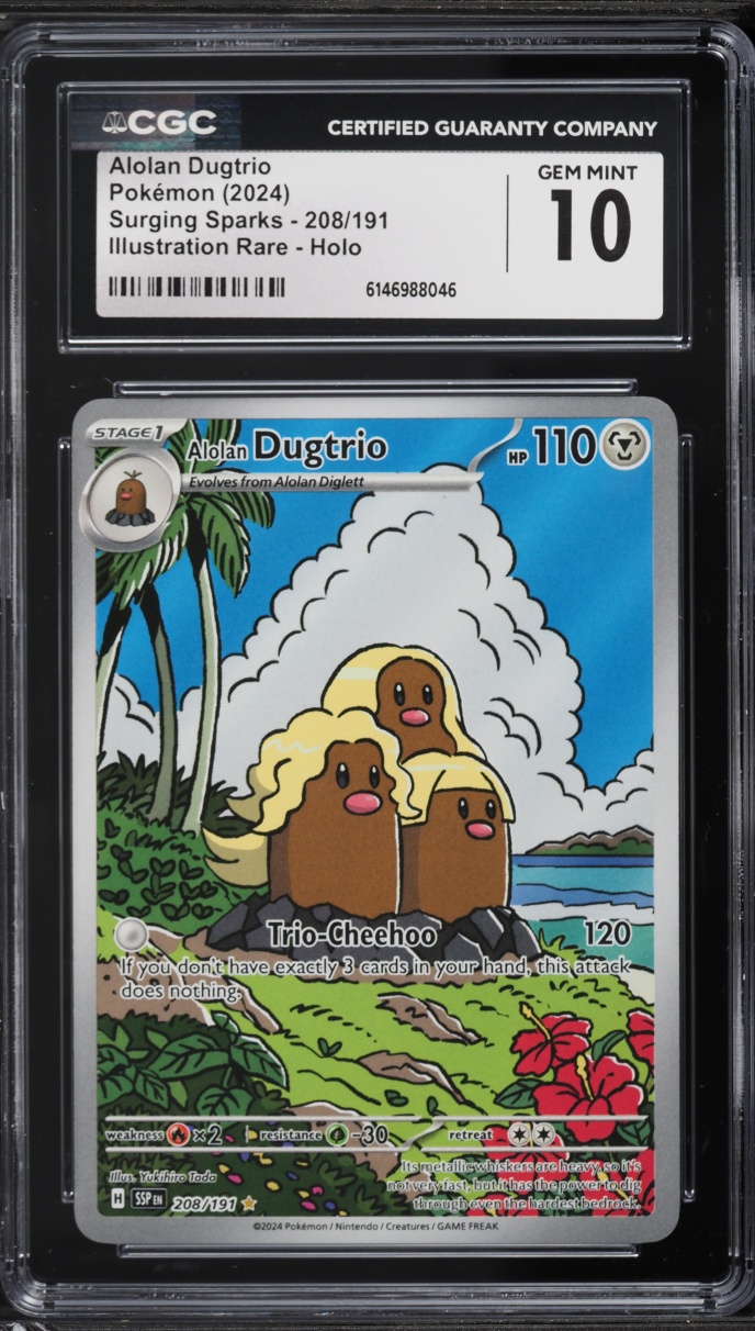 2024 Pokemon Scarlet & Violet Surging IR Alolan Dugtrio #208 CGC 10 GEM MINT