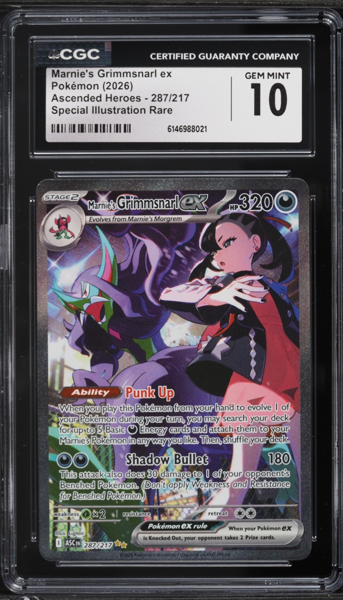 2026 Pokemon Mega Evolutions Ascended Heroes SIR Marnie's Grimmsnarl ex #287 CGC 10 GEM MINT