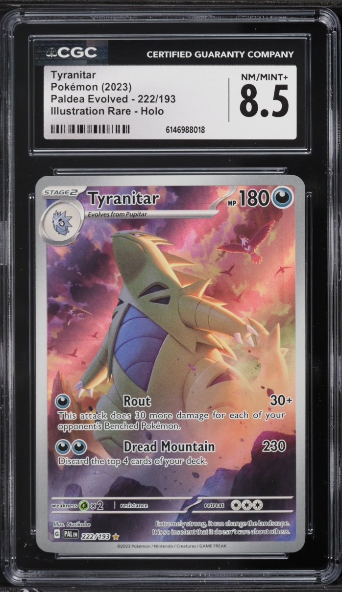 2023 Pokemon Scarlet & Violet Paldea Evolved IR Tyranitar #222 CGC 8.5 NM-MT+