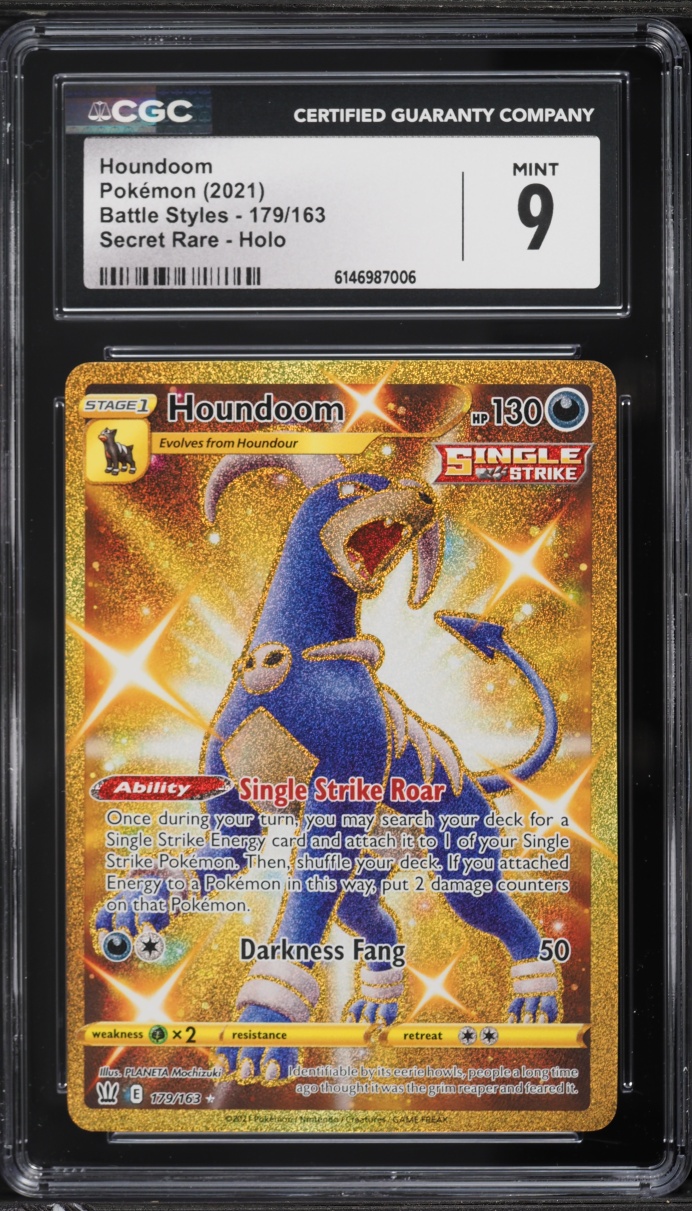 2021 Pokemon Sword & Shield Battle Styles Gold Rare Houndoom #179 CGC 9 MINT