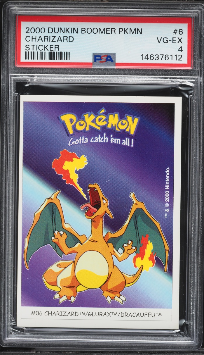 2000 Dunkin Boomer Pokemon Stickers Charizard #6 PSA 4 VGEX