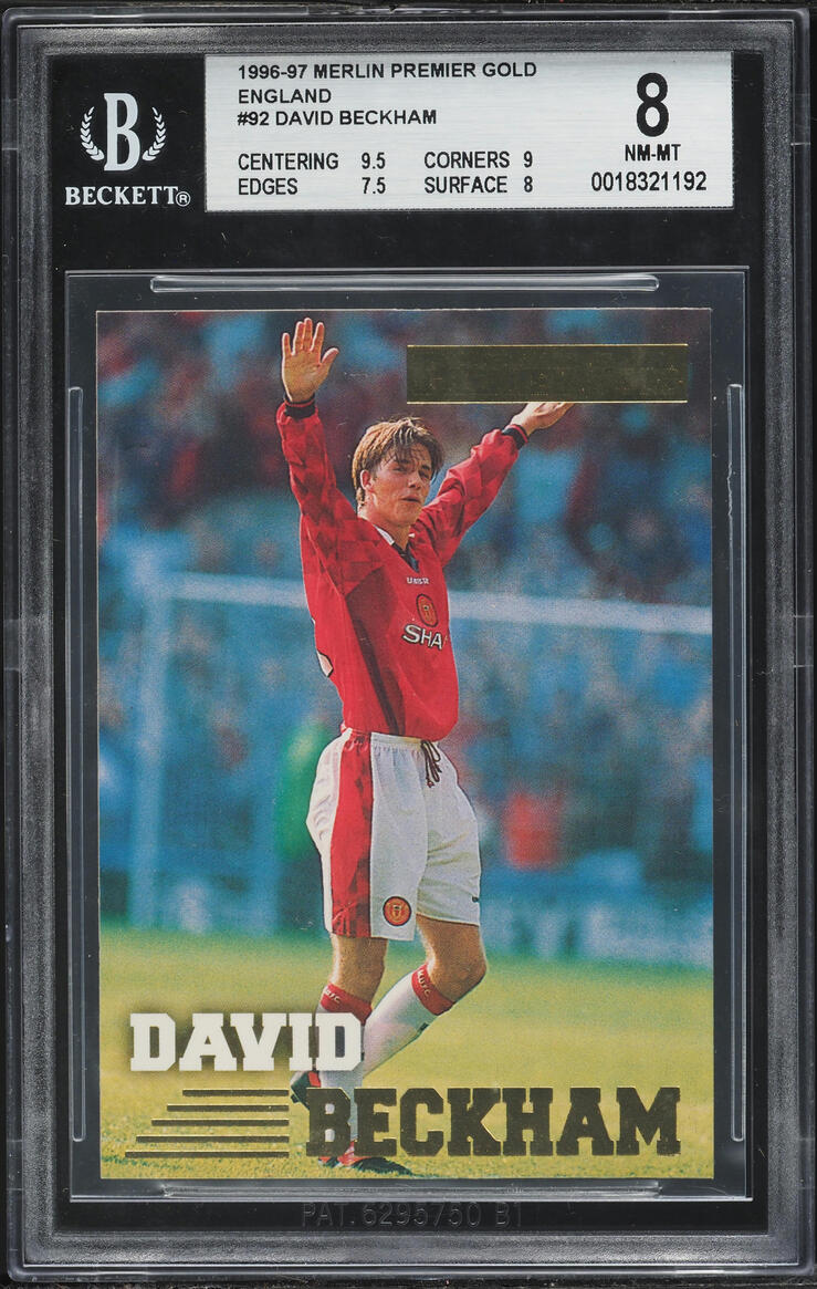 1996 Merlin Premier Gold England David Beckham ROOKIE #92 BGS 8 NM-MT