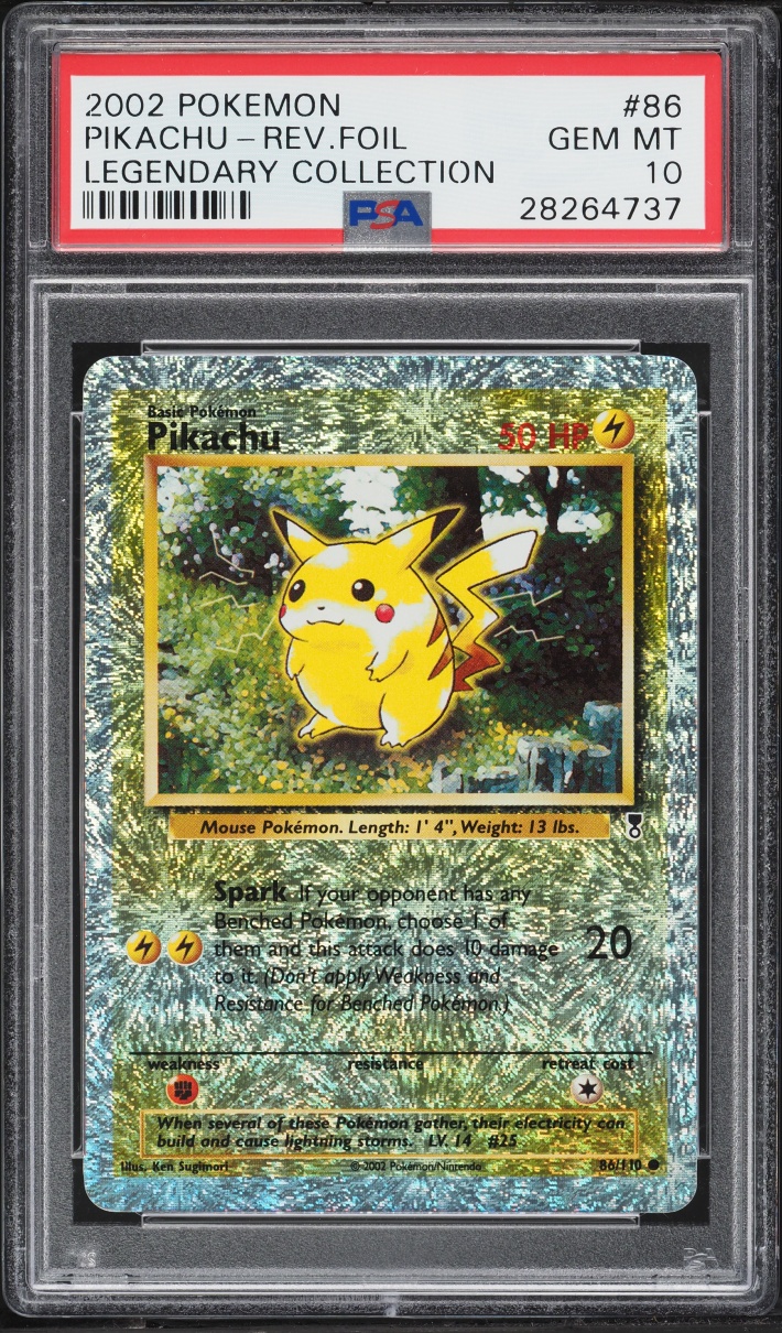 2002 Pokemon Legendary Collection Reverse Holo Pikachu #86 PSA 10 GEM MINT