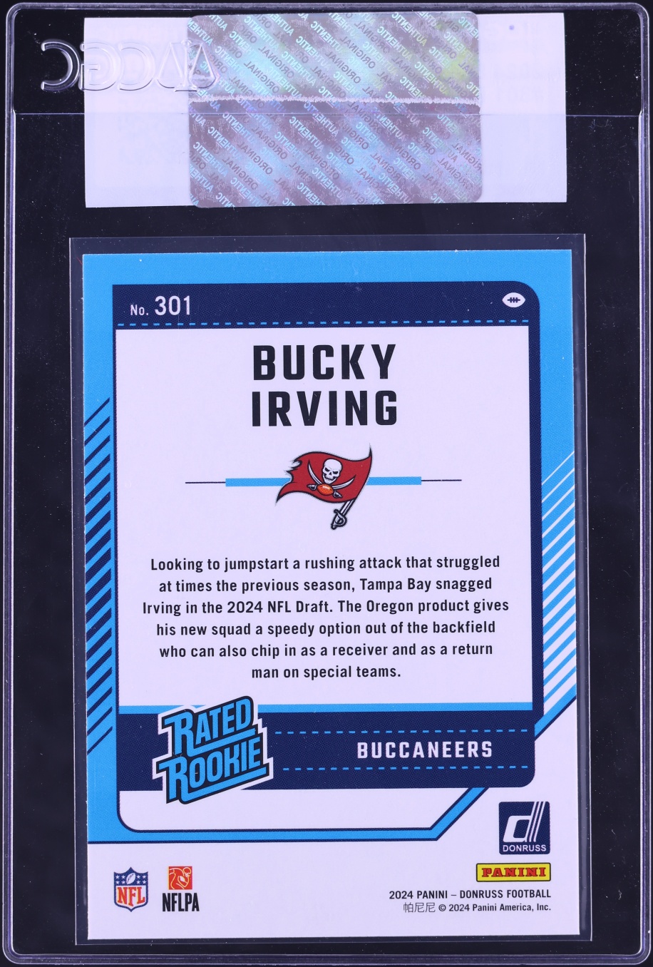 2024 Donruss Football Bucky Irving ROOKIE #301 CGC AUTH