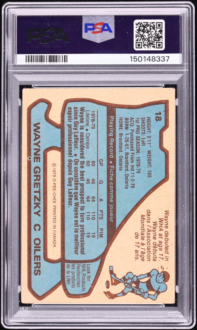 1979 O-Pee-Chee Hockey Wayne Gretzky ROOKIE AUTO DNA 6 #18 PSA 1.5 FR