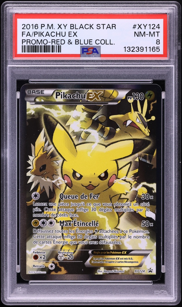 2016 Pokemon XY Promo Red & Blue Collection Full Art Pikachu EX #XY124 PSA 8 NM-MT