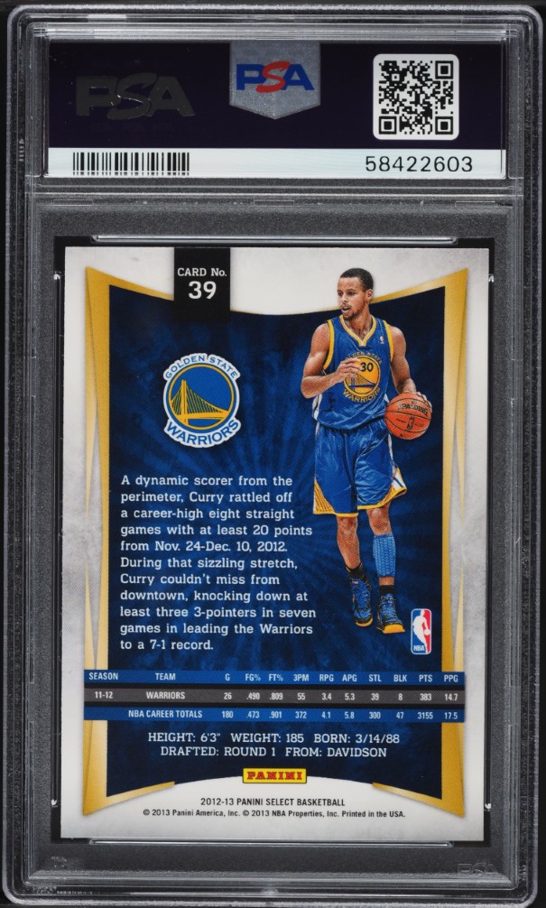 2012 Select Basketball Stephen Curry #39 PSA 8 NM-MT