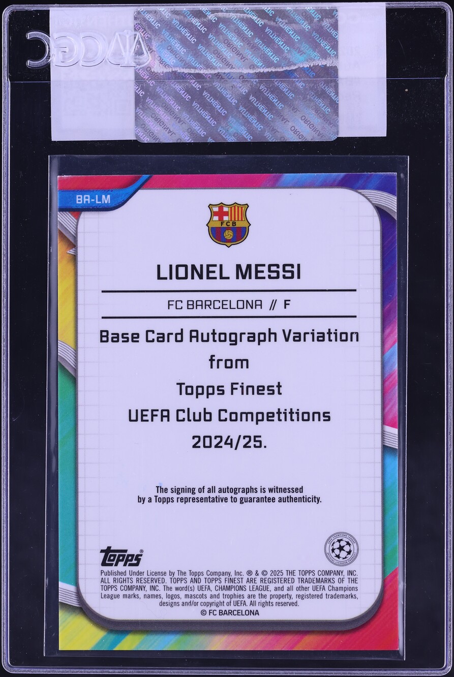 2024 Finest UEFA Club Competitions Red Refractor Lionel Messi AUTO /5 #BA-LM CGC AUTH