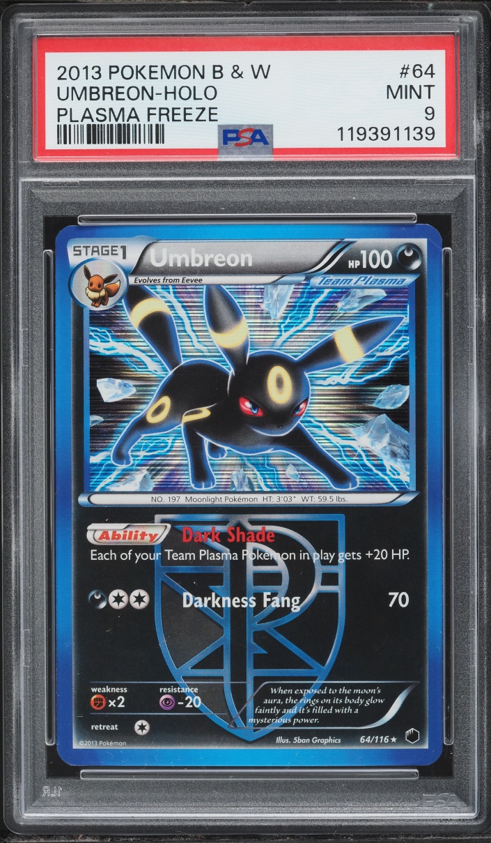 2013 Pokemon Black & White Plasma Freeze Holo Umbreon #64 PSA 9 MINT
