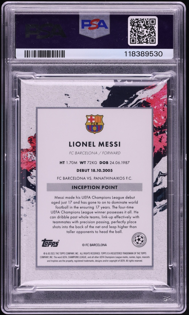 2020 Topps Inception UEFA The Perfect 10 Lionel Messi PSA 10 GEM MINT - Photo 2