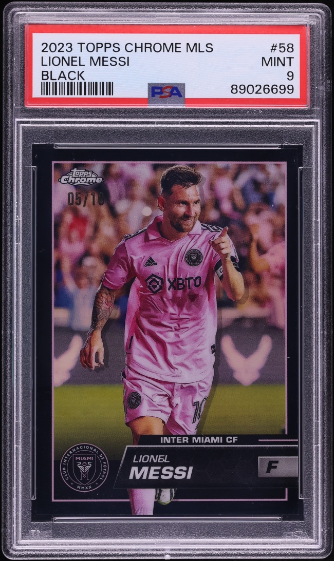 2023 Topps Chrome MLS Black Refractor Lionel Messi /10 #58 PSA 9 MINT