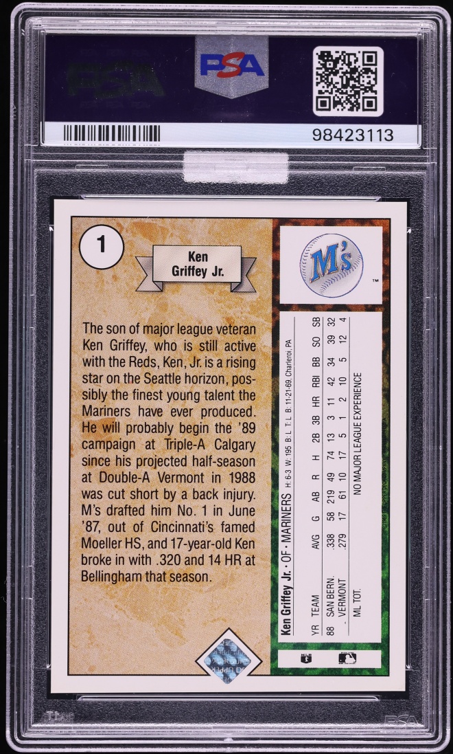 1989 Upper Deck Star Ken Griffey Jr. ROOKIE #1 MBA PSA 8 NM-MT - Photo 2