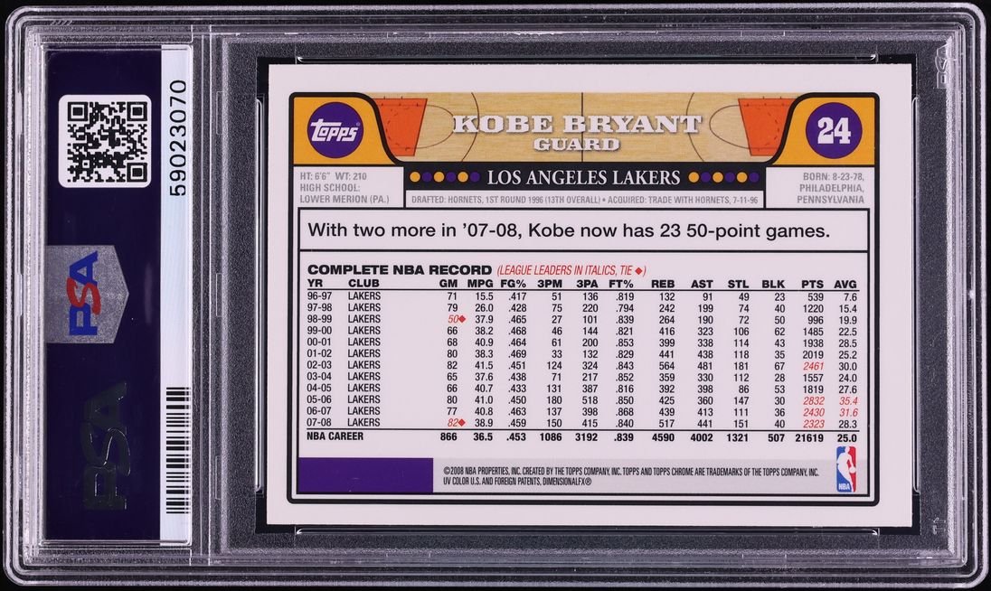 2008 Topps Chrome Kobe Bryant w/ LeBron James #24 PSA 9 MINT - Photo 2