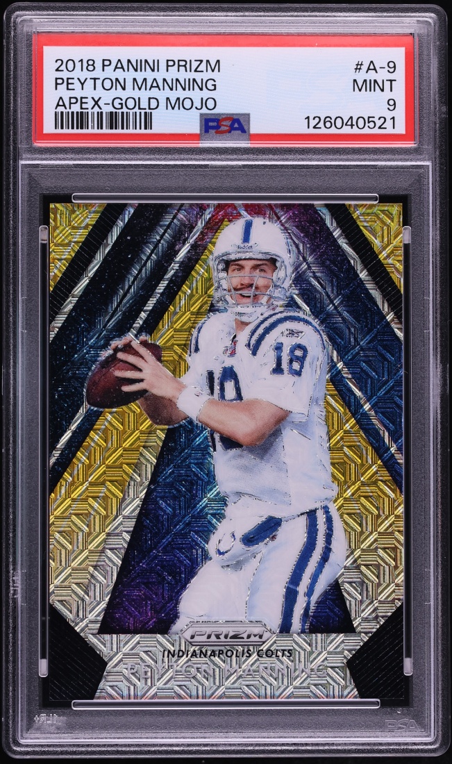 2018 Panini Prizm Apex Gold Mojo Peyton Manning /10 #A-9 PSA 9 MINT