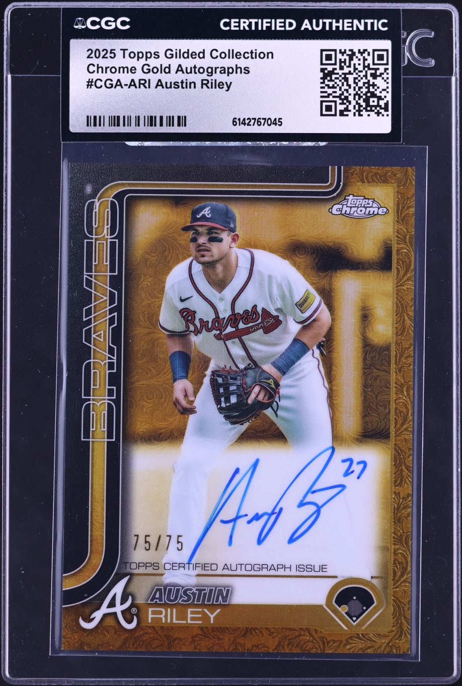 2025 Topps Chrome Gilded Collection Gold Austin Riley AUTO 75/75 #CGA-ARI CGC AUTH