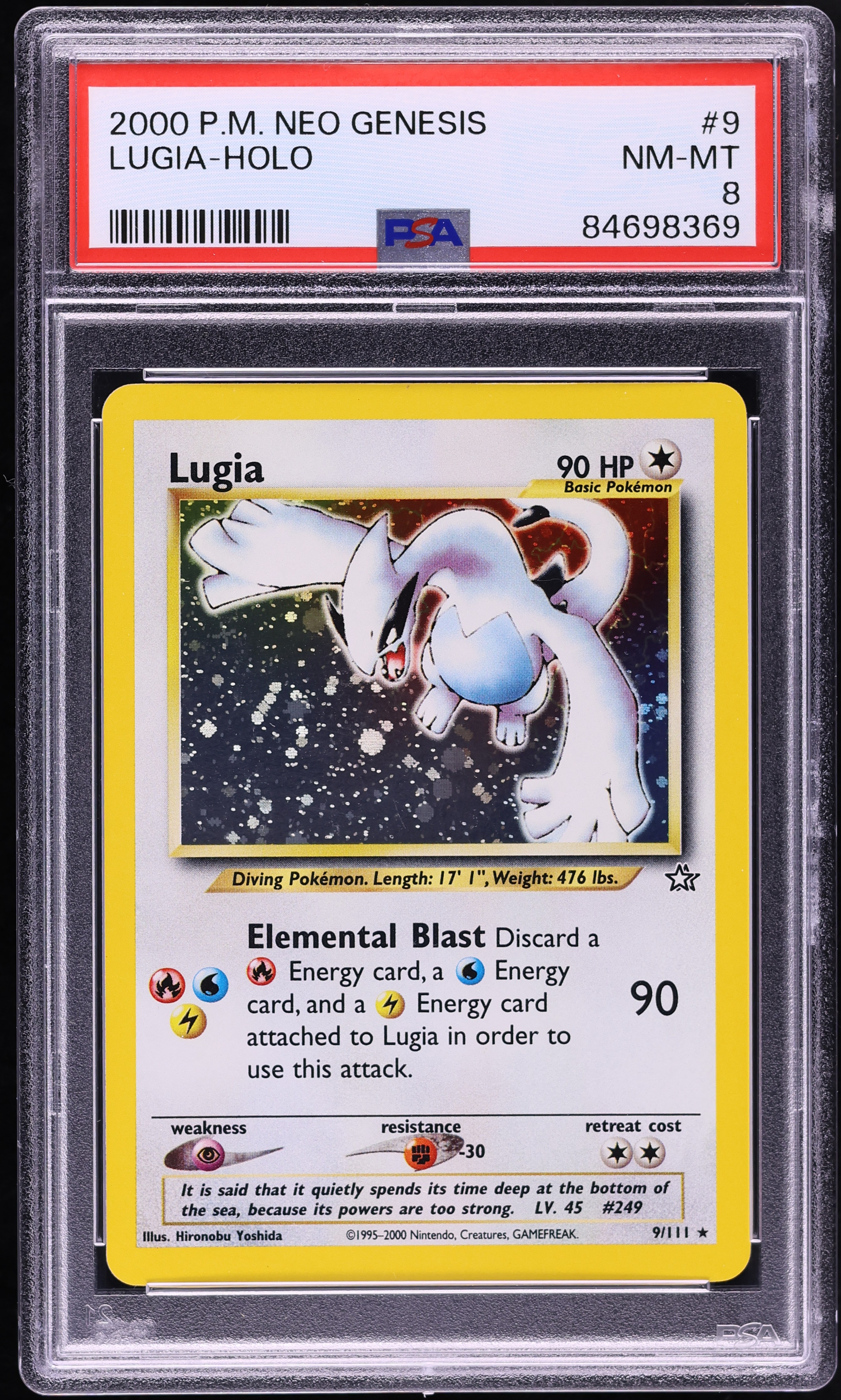 2000 Pokemon Neo Genesis Holo Lugia #9 PSA 8 NM-MT