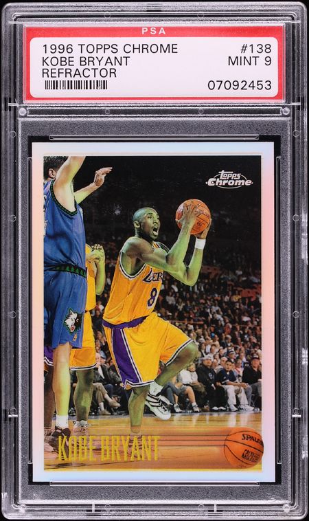 1996 Topps Chrome Refractor Kobe Bryant ROOKIE #138 PSA 9 MINT on