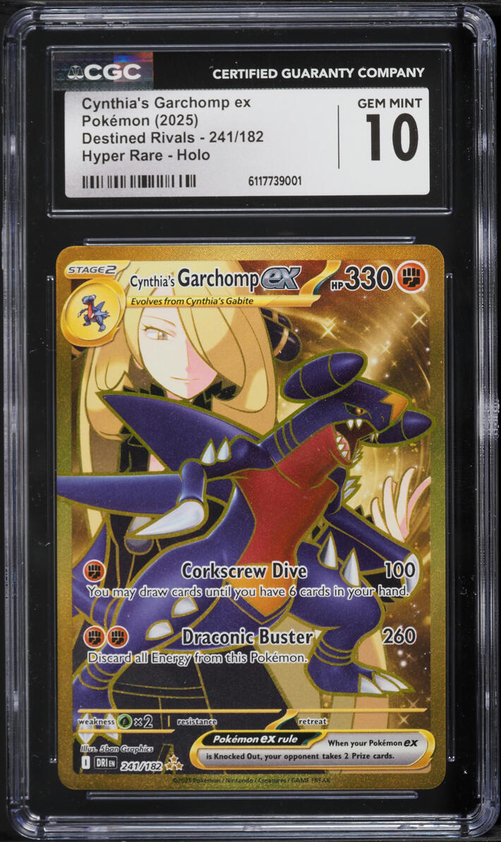 2025 Pokemon Scarlet & Violet Destined Rivals Gold Rare Cynthia's Garchomp ex #241 CGC 10 GEM